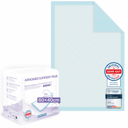ARNOMED Krankenunterlagen 60x40cm, 30x saugstarke Inkontinenzunterlagen Einweg, Wickelunterlage für Babys, 5-lagige Zellstoff Unterlagen fürs Bett bei z.B. Inkontinenz, Wickelunterlage Einweggebrauch 60x40 30