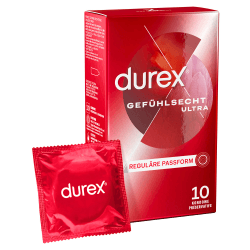 Durex Gefühlsecht Ultra Kondome – 20% dünnere Kondom-Spitze, befeuchtet, transparent, angenehmer Geruch – 10er Pack (1 x 10 Stück) 1 stück (10er Pack)