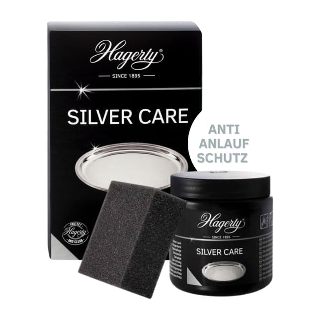 Hagerty Silver Care Silber Paste 185 g I Effiziente Polierpaste zur Reinigung & Pflege von Silber & versilbertem Metall I Silberputzmittel für angelaufene Silberwaren Teller Tabletts I inkl Schwamm 185 g (1er Pack)