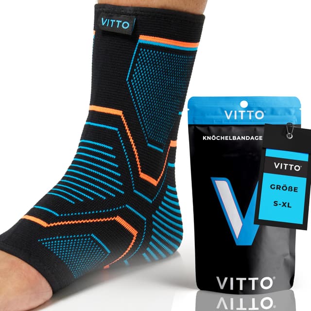 VITTO Sprunggelenkbandage, Fußbandage bei Bandschäden, Schwachen Gelenken, Verstauchtem Gelenks und Arthritis, Erholung,Plantarfasziitis,Schmerzlinderung (Hulle, L) Hulle L