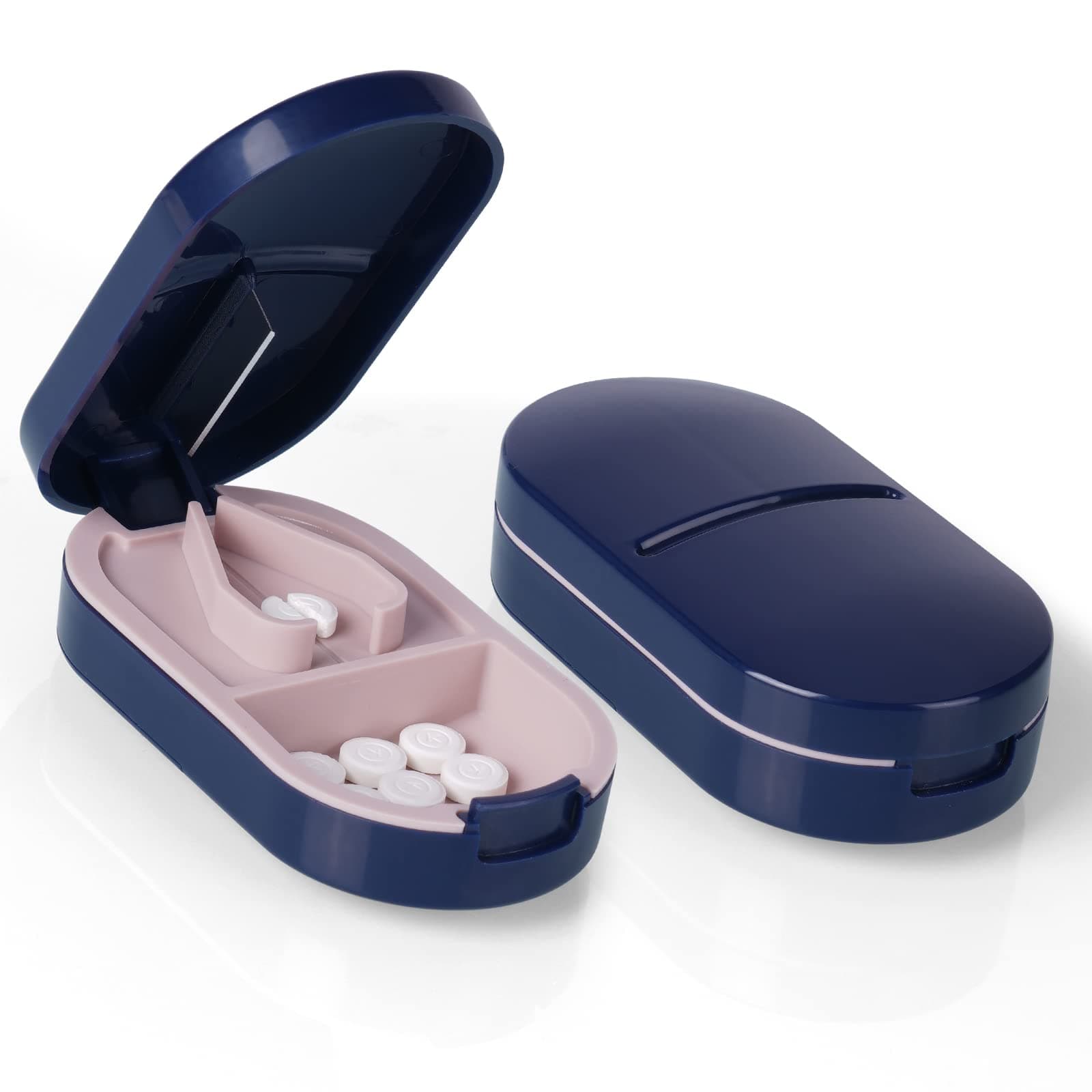 ACWOO Tablettenteiler, Tablettenteiler für Kleine und Große Tabletten, Tablettenschneider mit Aufbewahrungsfach, Tragbarer Pillenschneider mit Scharfen Klingen für Reise & täglichen Gebrauch (Blau) Angebot bei HelloDeals