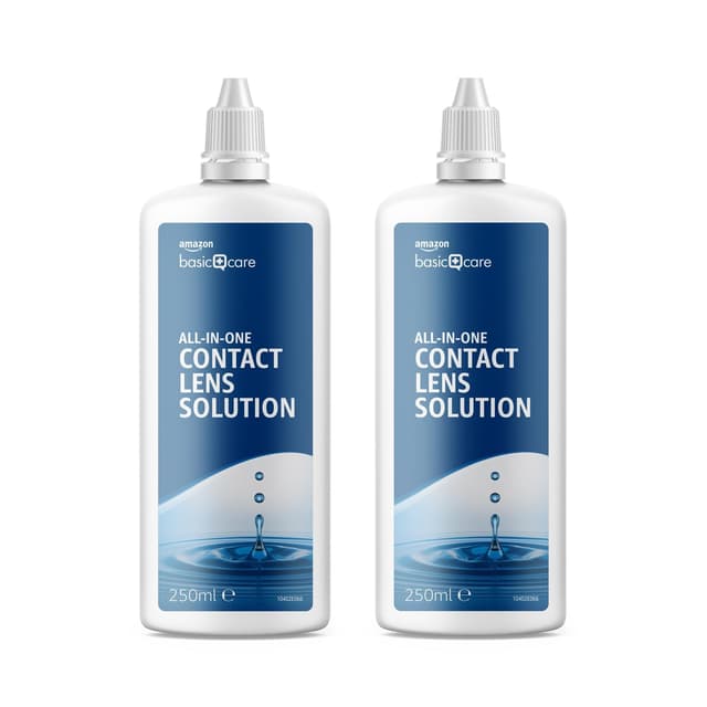 Amazon Basic Care All-In-One Kontaktlinsenflüssigkeit, 2 x 250 ml (briefkastenfreundlich) Weiche Kontaktlinsen 250 ml (Packung mit 2)