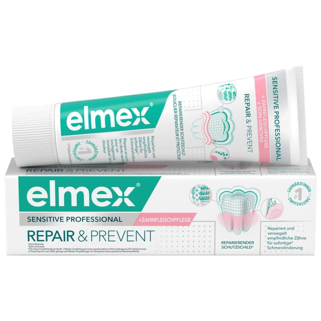 elmex Zahnpasta Sensitive Professional Repair & Prevent 75 ml – medizinische Zahnreinigung für sofortigen*, anhaltenden Schutz – beugt Zahnfleischrückgang & neuen Schmerzen vor 75 ml (1er Pack)
