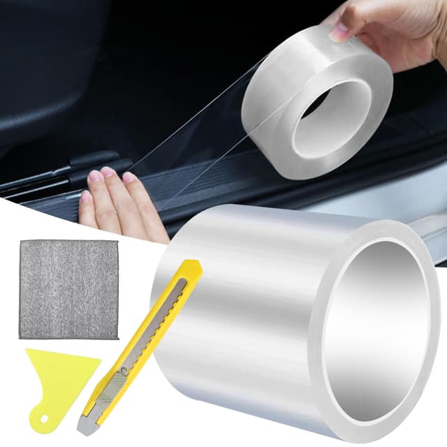 YFLeomry Lackschutzfolie Transparent 10cm x 5m,Universal Lackschutzfolie Auto Schutzfolie Selbstklebend, Schutzfolie Fahrrad mit Schaber, Lackschutzfolien für Auto, Fahrrad, Motorrad, Möbel 10cmx5m-Weiß