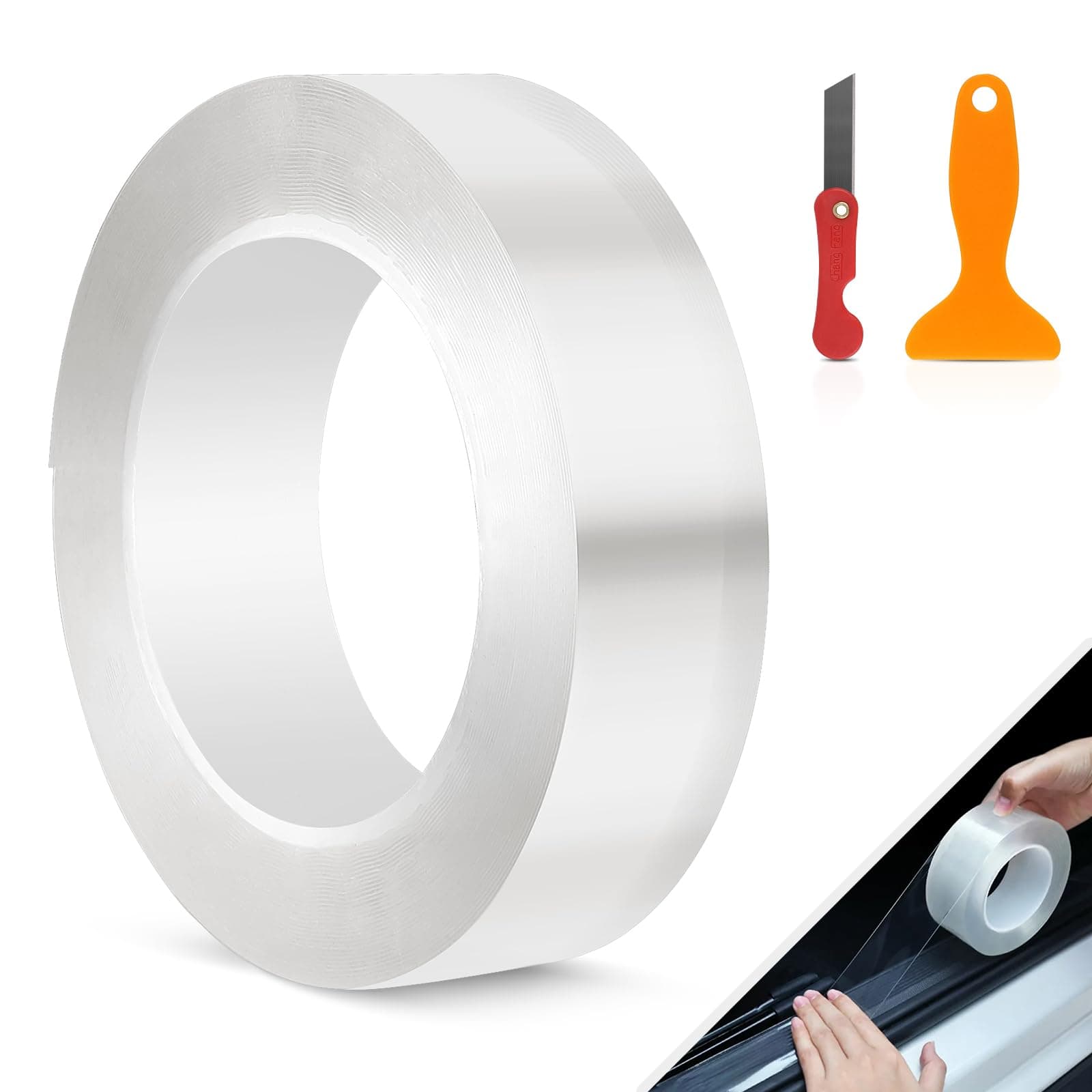 EFUTURETIME Kantenschutz Transparent Auto, 3cmX10m, Lackschutzfolie Selbstklebend, Einstiegsleisten Schutz, Eckenschutz Transparent für Auto, Fahrrad, Motorrad, Möbel 3cm X 10M