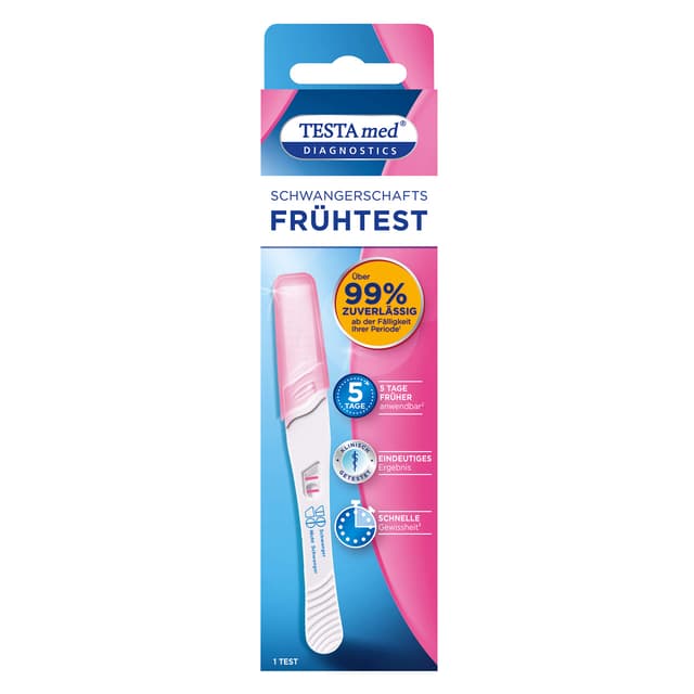 TESTAmed DIAGNOSTICS Schwangerschaftsfrühtest, der Schwangerschaftstest liefert ein sicheres Testergebnis von über 99% 1 stück (1er Pack)
