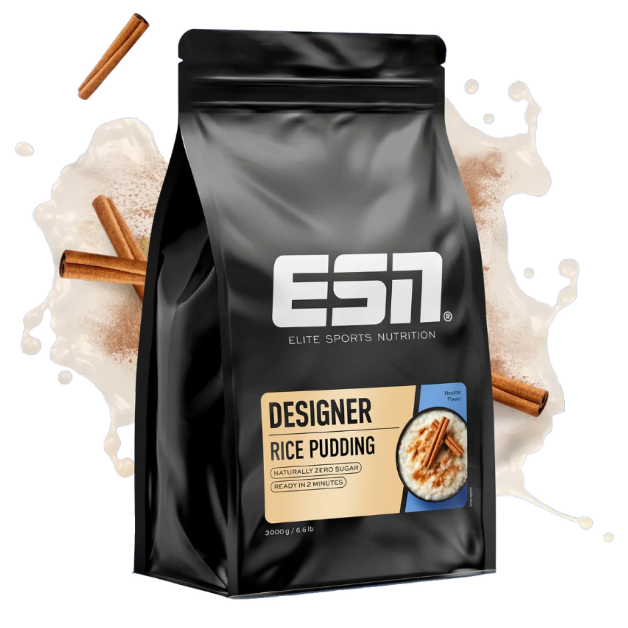 ESN Instant Rice Pudding, Natural, 3000 g, mit wenig Fett & ohne Zucker - made in Germany