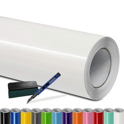 Folindo® Autofolie Weiß Glanz (23€/m²) - 50 x 152 cm - Selbstklebende Car Wrapping Folie mit Luftkanälen - inkl. Rakel & Cutter - Blasenfreie Auto Folierung - Hochwertige Vinylfolie Weiss Glanz 0,5m x 1,52m Angebot bei HelloDeals