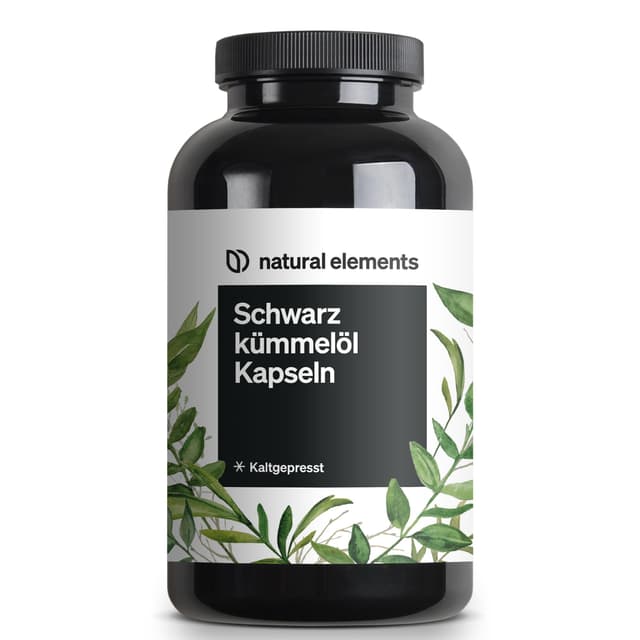 natural elements Schwarzkümmelöl (original Nigella sativa) – 400 Kapseln im 6-Monats-Vorrat – 1.000mg echtes Schwarzkümmelöl/Tag – kaltgepresst, naturbelassen – sorgfältig laborgeprüft