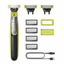 PHILIPS OneBlade 360 Face & Body - elektrischer Rasierer, Trimmer & Bodygroomer, 3x 360 Klingen, 4x Trimmaufsätze (1/2/3/5mm), 2x Körperaufsätze, Nass- & Trockenrasur für Gesicht & Körper (QP2834/31) Angebot bei HelloDeals