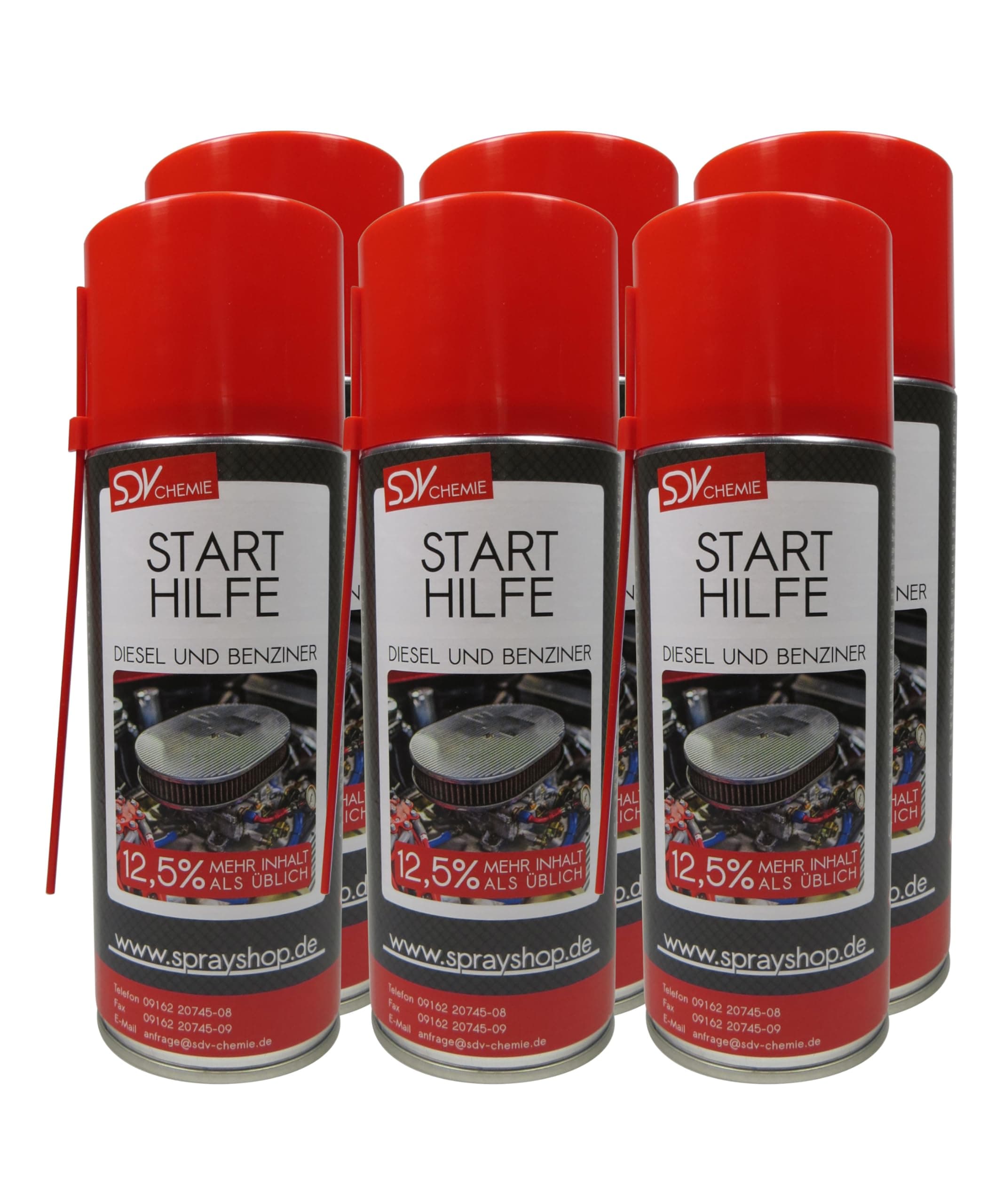 SDV Chemie Motorstarter Starthilfespray 6X 450ml Motorstartspray Starterspray Starthilfe