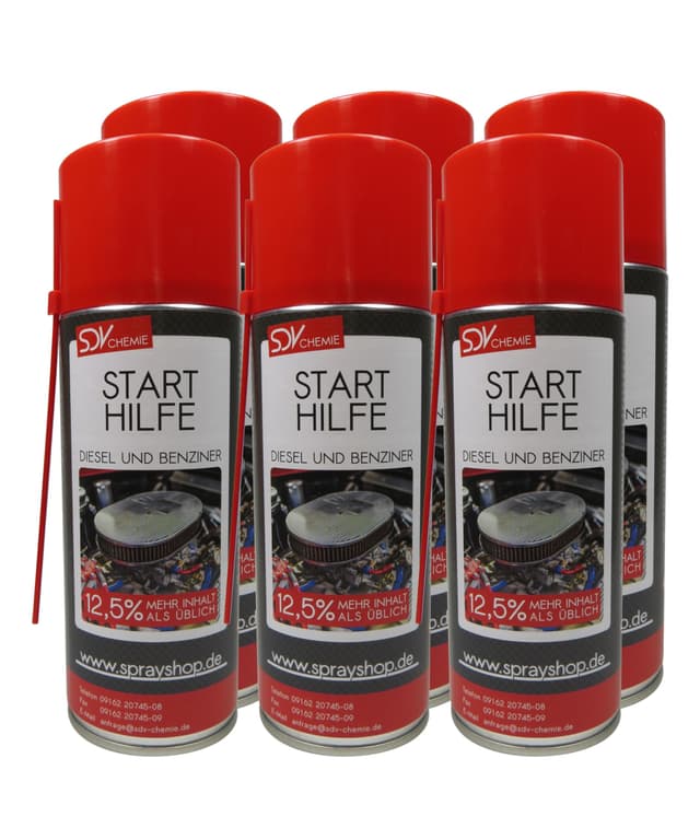 SDV Chemie Motorstarter Starthilfespray 6X 450ml Motorstartspray Starterspray Starthilfe