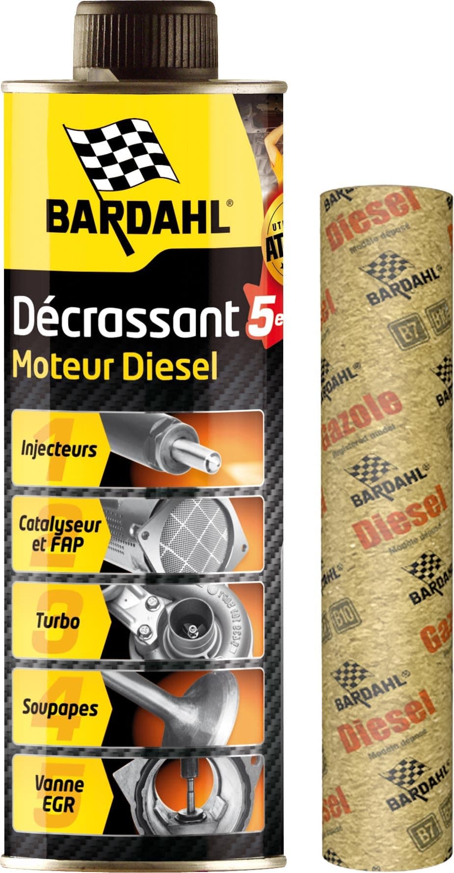 Bardahl Diesel Motorenreiniger 5 in 1 | Systemreiniger für Dieselmotoren - Reinigung Ventile AGR Dieselpartikelfilter DPF Einspritzdüsen Injektoren - 500 ml (1)