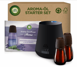 Air Wick Aroma-Öl – Starter Set – Diffuser mit ätherischen Ölen – Raumduft Entspannender Lavendel – 2 x 20 ml Nachfüllern + Gerät