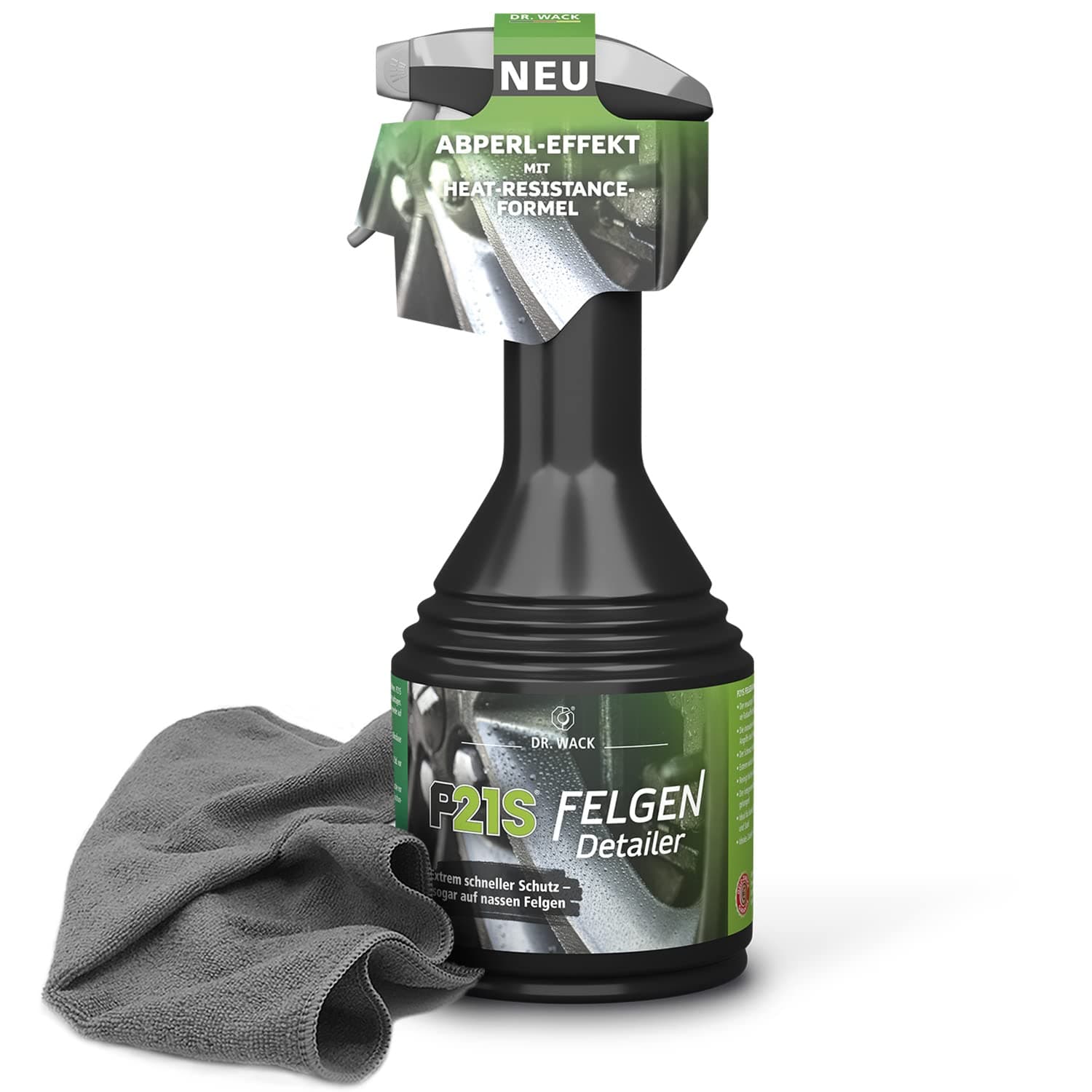 Dr. Wack P21S Felgen Detailer 500ml - reinigt, schützt, sorgt für Hochglanz mit Abperl-Booster + detailzone premium Felgentuch 300GSM 40x40cm
