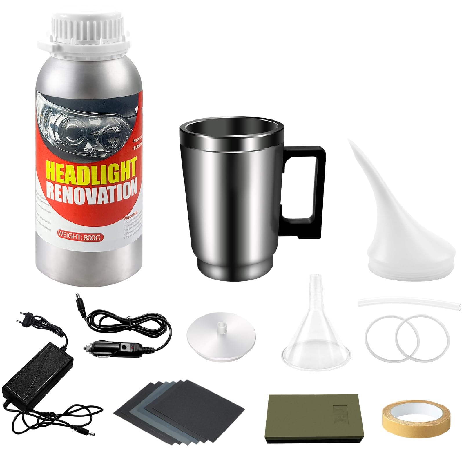 Yanxinanty Auto Scheinwerfer aufbereitung Set, 800g Auto Scheinwerfer politur Set, verwendet, um verschwommene, vergilbte, zerkratzte und oxidierte Headlight Restoration