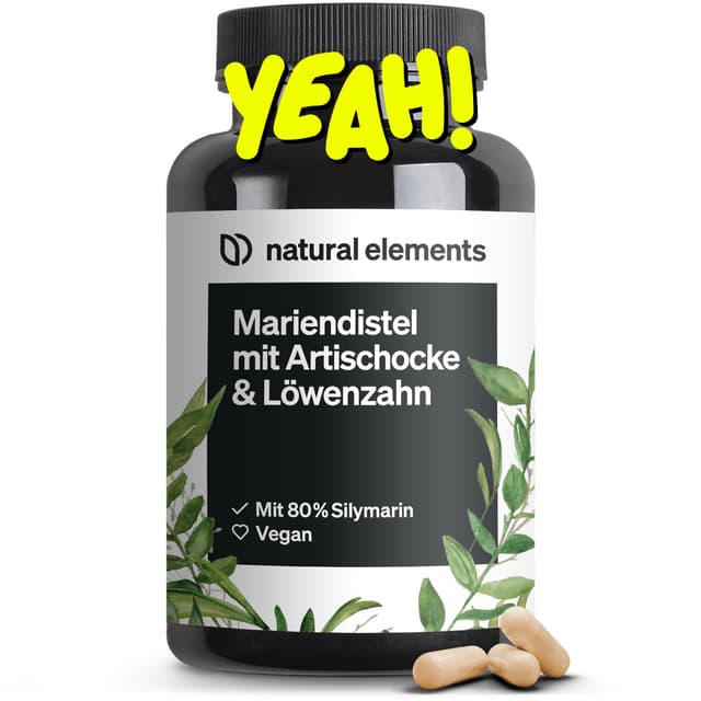 natural elements Mariendistel Artischocke Löwenzahn Komplex - 120 Kapseln - Hochdosiert mit 80% Silymarin - Ohne Magnesiumstearat, vegan und produziert in Deutschland