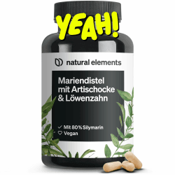 natural elements Mariendistel Artischocke Löwenzahn Komplex - 120 Kapseln - Hochdosiert mit 80% Silymarin - Ohne Magnesiumstearat, vegan und produziert in Deutschland Angebot bei HelloDeals