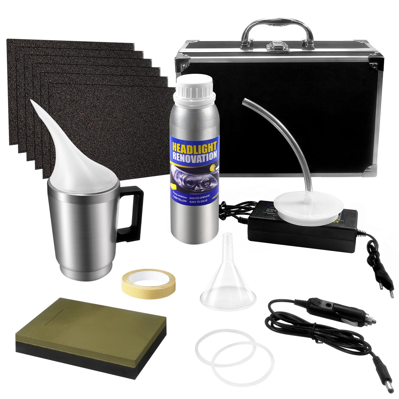 Qunbanty Scheinwerfer Aufbereitung Set,200MLReparaturflüssigkeit Scheinwerfer Bedampfen Set,Scheinwerfer Reparatur Set,Scheinwerfer Politurset,Scheinwerfer PoliturReparaturwerkzeug für Vergilbung/Vage Angebot bei HelloDeals