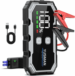 YUSMAN 5000A Starthilfe Powerbank für PKW (7L Benzin & 5L Diesel) mit LED-Taschenlampe, Display und USB-Anschluss Angebot bei HelloDeals