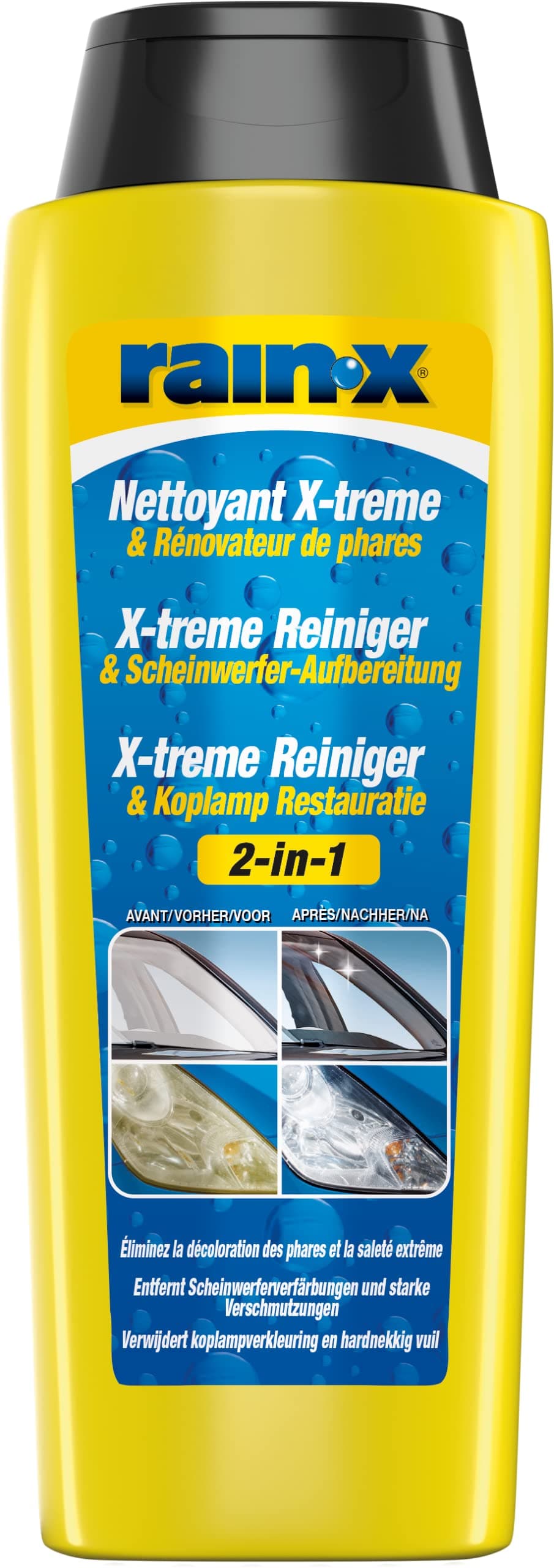 Rain-X 2-in-1 Xtreme Reiniger und Scheinwerfer-Aufbereiter für Windschutzscheibe und Kunststoff – verbessert Sicht und Sicherheit – 325 ml