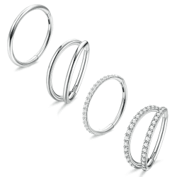 Dochais 4 Stück Nasenpiercing Ring Nasenring 316L Chirurgenstahl Nasenringe Hoop Nose Ringe Conch Helix Rook Septum Tragus Ring Piercing Ohrringe Set für Damen Männer Silber Gold 8mm 10mm 18G 16G 20G