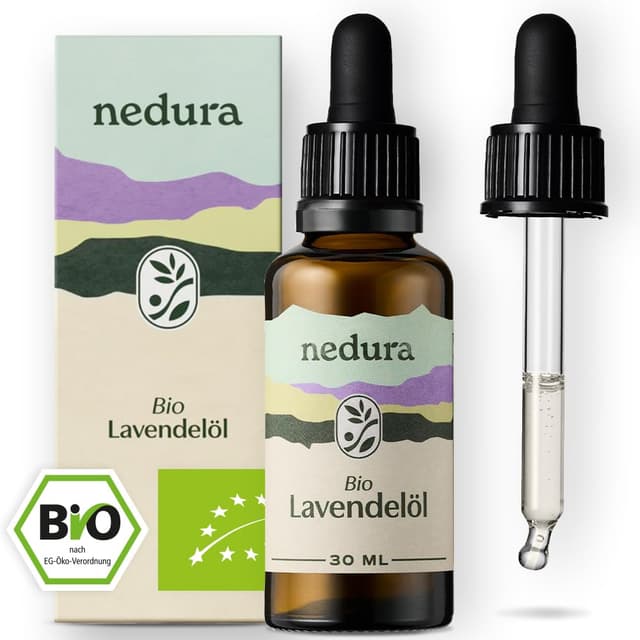 nedura® BIO Lavendelöl [100% NATURREIN] - Echter Lavendel aus Griechenland - Lavandula Angustifolia - Ätherisches Öl für Aromatherapie, Diffusoren, Duftlampen - 30 ml Lavendel 30 ml (1er Pack)