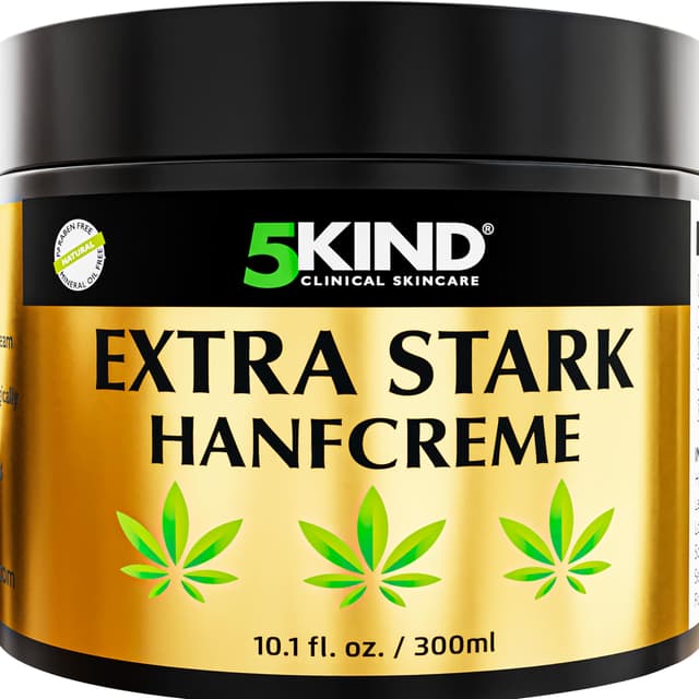 5kind Extra Starke Hanfcreme 300ml - Hochkonzentriertes Hanföl und Arnika-Creme - zur Massage von Gelenken & Muskeln, unterem Rücken, Knien, Nacken & Schultern - Reich an natürlichen Extrakten 300 ml (1er Pack)