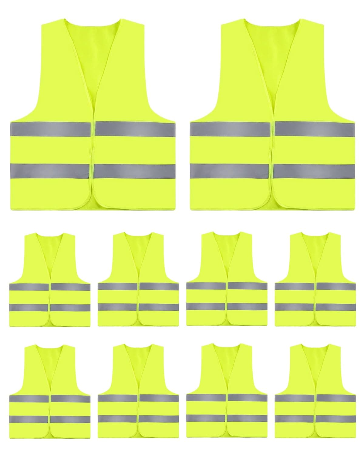 ZephyrCraft Warnwesten Auto 10er Set, Sicherheitsweste Gelb mit Reflektoren für Erwachsene & Kinder, Warnweste Autozubehör, Schutzweste für Fahrrad & Motorrad