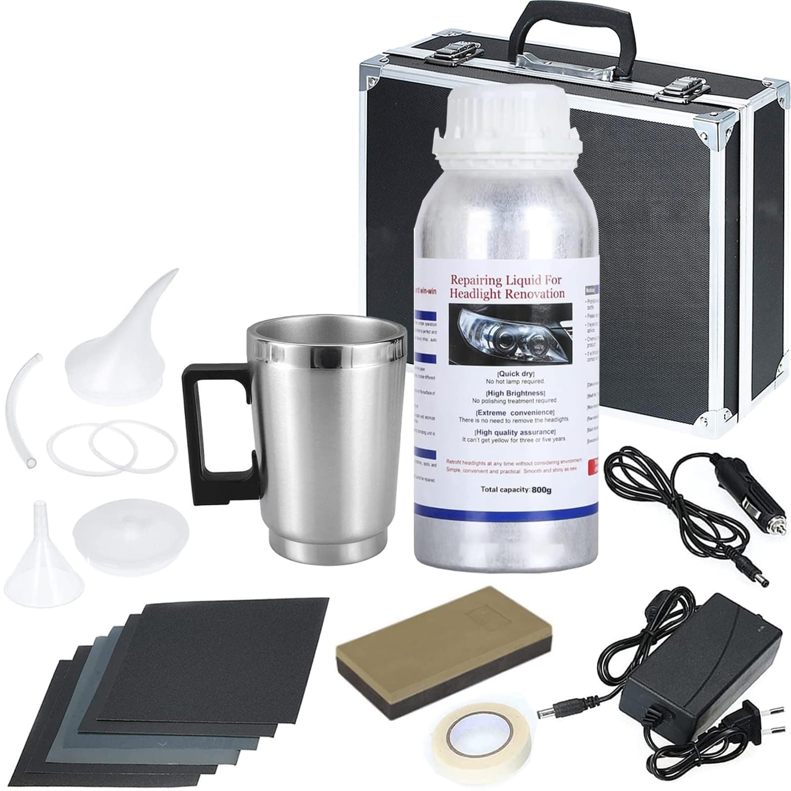 Xiaoqintedy Auto Scheinwerfer Aufbereitung Set,800g Scheinwerfer Bedampfen Set, Bedampfer Scheinwerfer,Scheinwerfer Polierset,Scheinwerfer Reparatur Set für Gelbfärbung/Kratzen/Unschärfen/Oxidation