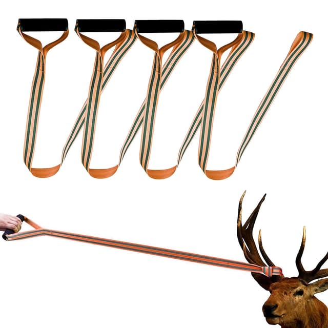 4 Stück Deer Drag 150CM Robuste rutschfest Zugseil Hirsch-Schleppseil Hirsch-Zuggeschirr Bergehilfe Hirschschleppseil Mit Komfortgriff, Hunting Abschleppgurt Wildbergehilfe für Die Jagd Im Freien