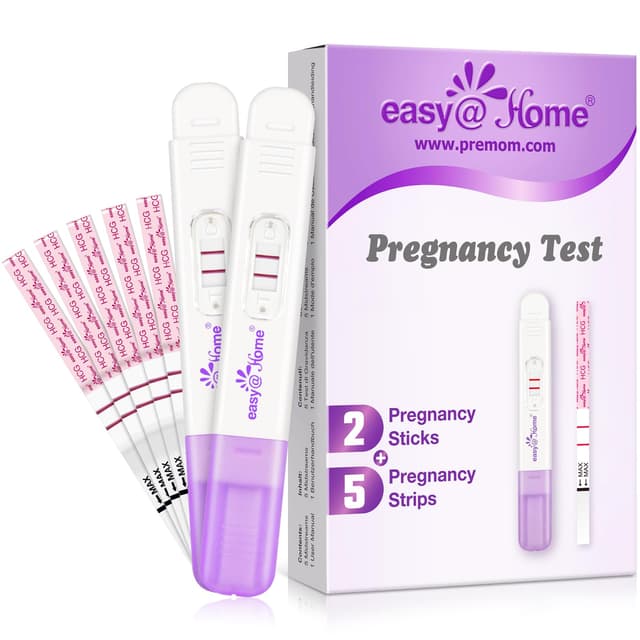 Easy@Home Schwangerschaftstest Frühtest Ultraempfindlicher Frühschwangerschaftstest: Pregnancy Test für Früherkennung einer Schwangerschaft, 7 Tests (2 Sticks 10mIU/mL, 5 Strips 10mIU/mL) 1 stück (7er Pack)