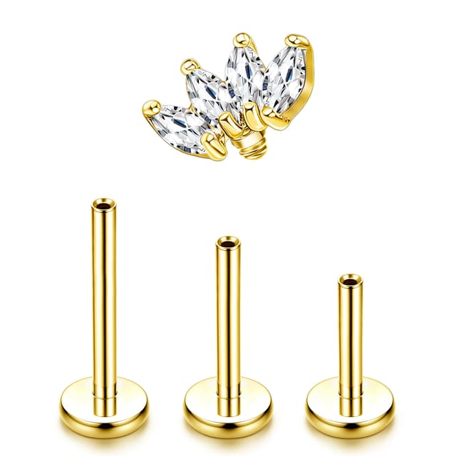 Adramata G23 Titan Helix Tragus Labret Lippenpiercing Medusa Innengewinde Medizinische Ohrstecker Ohr Klein Conch Gold Silber Gold-Blatt