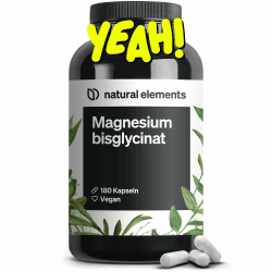 natural elements Magnesiumbisglycinat - Premium: Chelatiertes Magnesium - 180 Kapseln - 300mg elementares Magnesium pro Tagesdosis - Laborgeprüft, vegan, hochdosiert Angebot bei HelloDeals