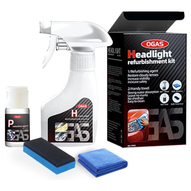 Headlight Restoration Kit, Scheinwerfer-Pflegeset 180ml – Reinigungs- & Polierspray für Matte & vergilbte Streuscheiben – geeignet für Auto, SUV, Motorrad, LKW & Wohnmobil (1)