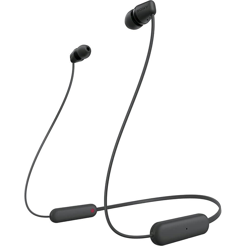 Sony WI C100 Wireless In Ear Bluetooth Kopfhörer mit eingebautem Mikrofon, schwarz, WIC100/B, WI-C100-Black, Small (Generalüberholt)