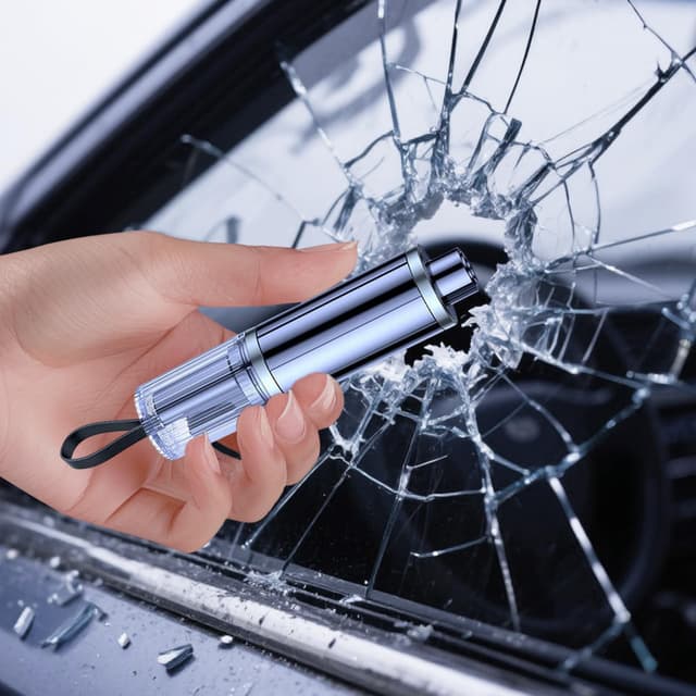 Mini Notfall Auto Flucht Werkzeug - 2 in 1 Fenster Glas Zerbrechen Werkzeug und Sicherheitsgurtschneider mit Schlüsselbund Design, kompakter Sicherheitshammer für den Fahrzeuggebrauch (1 Pack)