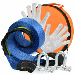 BUYGOO Abschleppseil Zubehör Set 8 Tonnen, 4.8cm x 5m Abschleppseil PKW mit Leuchtstoff Streifen, Notfall-Abschleppgurt mit 2 Dicken U-Förmigen & Rutsch Handschuhe & Aufbewahrungstasche, für Auto LKW Angebot bei HelloDeals