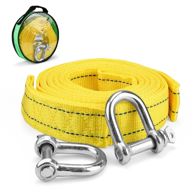 HERKINDNESS Abschleppseil 4M x 4cm, 5 Tonnen (11000 Lbs) Abschleppseil Auto, Abschleppseils PKW Für Off-Road Recovery, mit 2 Verstärkten und Aufbewahrungstasche