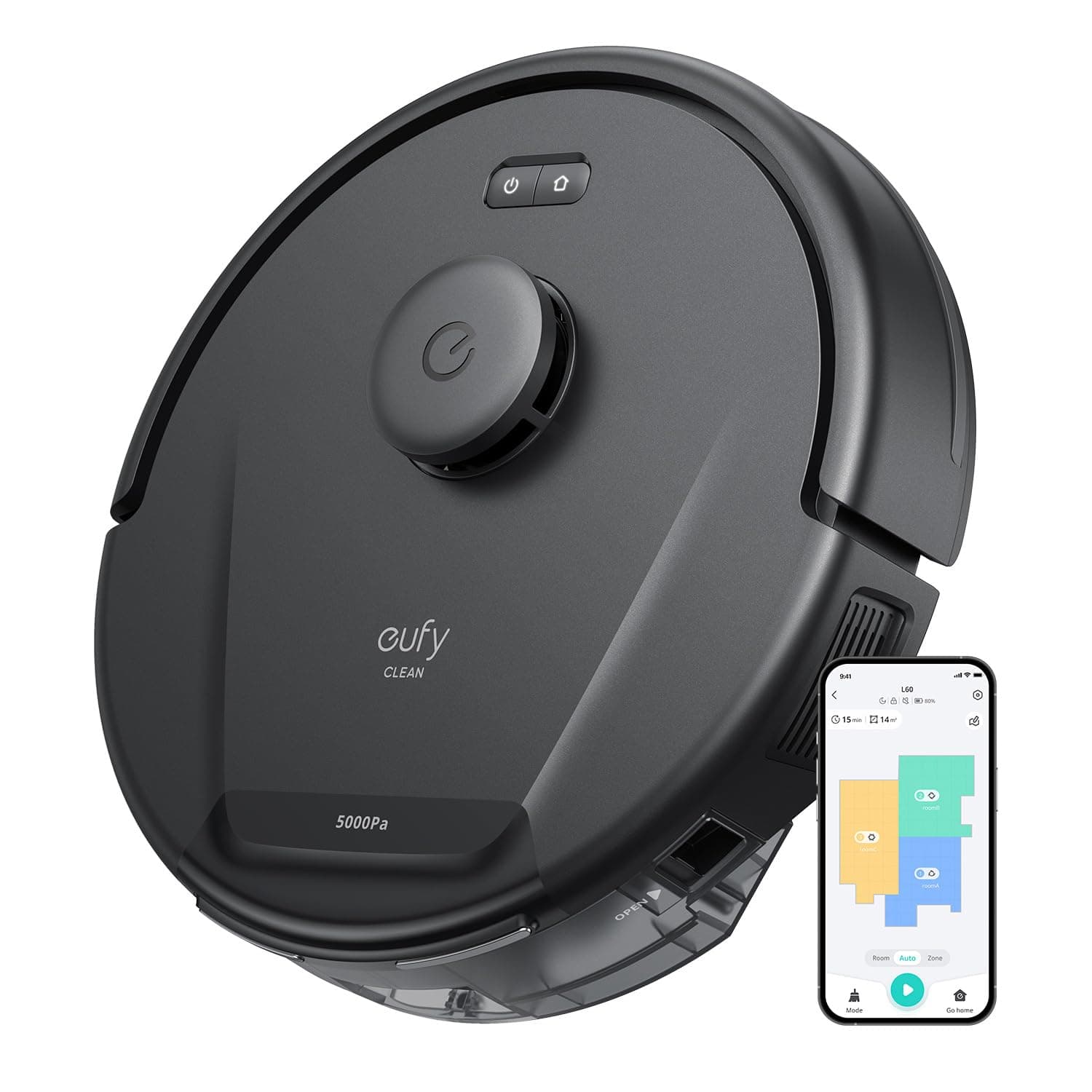 eufy L60 Saugroboter, Ultra Starke 5.000Pa Saugkraft, Staubsauger Roboter mit iPath Laser-Navigation, für gründliche Bodenreinigung, App-Steuerung(Generalüberholt) RoboVac L60