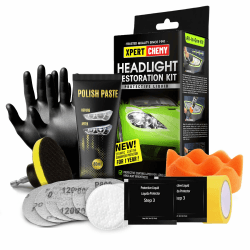 XPERTCHEMY Scheinwerfer Aufbereitung Set - Scheinwerfer Polierset Kit Entfernung Schwerer Gelbwärbung, Trübung und Flecken, Die Helligkeit der Scheinwerfer wiederherstellen, Headlight Repair Kit