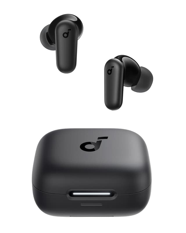 soundcore P30i by Anker Noise Cancelling Earbuds, smarte Geräuschunterdrückung, kraftvolle Bässe, 45h Spielzeit, 2-in-1 Case und Handyständer, IP54, kabellose Kopfhörer, Bluetooth 5.4(Generalüberholt) Schwarz
