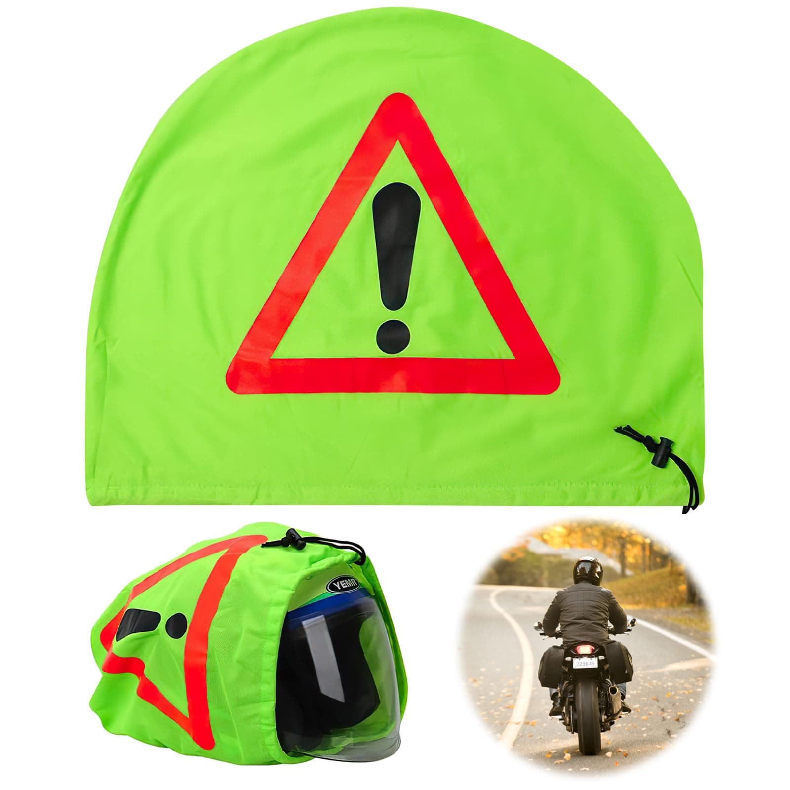 Warndreieck Motorrad Helm Überzug Motorrad Warndreieck Erste Hilfe Pannendreieck Warnhaube für Helme Helmüberzug Motorradhelm Helmbeutel für Unfallsicherung Unfallstelle Gefahrenstellen Kennzeichnung