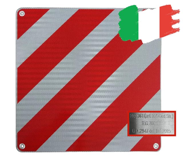 IWH - Warntafel ALU 50x50 cm für Italien | Hochwertig und 100% rechtskonform mit Prüfung durch das MINISTERO INFRASTRUTTURE TRASPORTI | Warnschild für Fahrradträger |