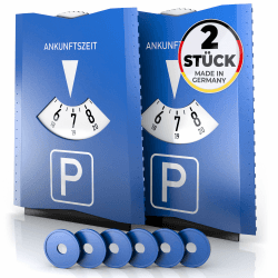 DIYexpert Parkscheibe Auto mit Eiskratzer | Made in Germany | [2 Stück] |STVO-konform und inklusive Einkaufswagenchips | Perfekt auch als Parkuhr für Motorrad Angebot bei HelloDeals