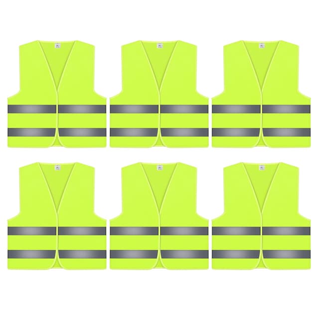 6 Warnwesten Auto, Reflektierende Warnwesten, Weste Neongelb Reflektierend, Warnweste 360° Reflektierend Rundum, Neongelb KFZ Pannenhilfe, Leichtgewicht Sicherheitswesten für Kraftfahrer Arbeitnehmer