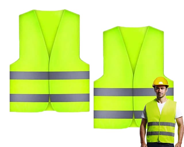 2 Stück Warnwesten Auto, Warnweste, High Visibility Vest, Pannenweste, Warnwesten, Grün Sicherheitsweste, Reflektorweste, für Nacht, Bauarbeiter, Autofahrer