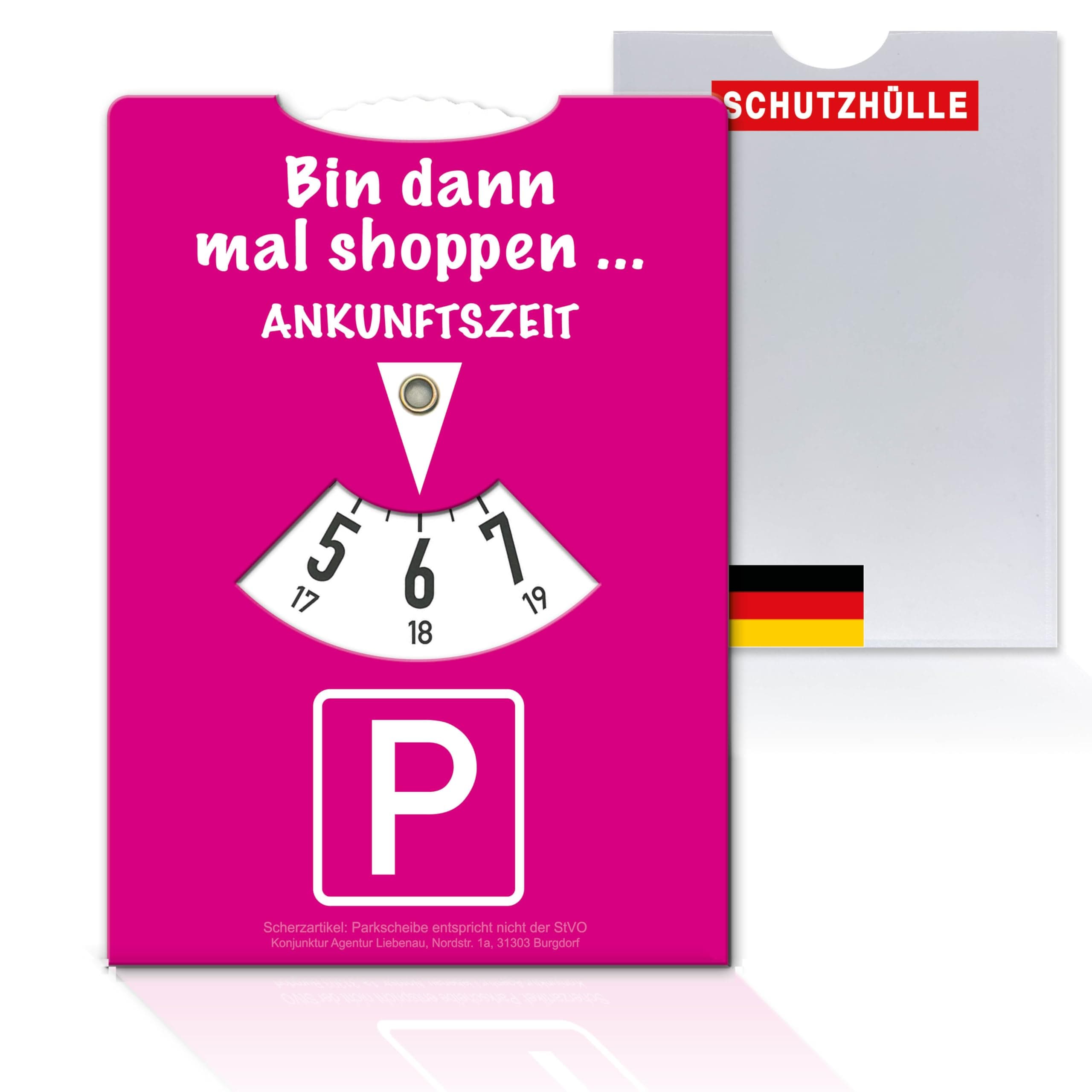 SIEESER® Premium Parkscheibe in pink aus Pappe inkl. Schutzhülle - Geschenk für Frauen - zum Führerschein - Made in Germany [StVO konform] Parkscheibe mit Hülle
