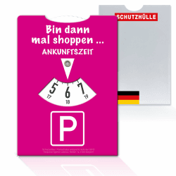 SIEESER® Premium Parkscheibe in pink aus Pappe inkl. Schutzhülle - Geschenk für Frauen - zum Führerschein - Made in Germany [StVO konform] Parkscheibe mit Hülle Angebot bei HelloDeals