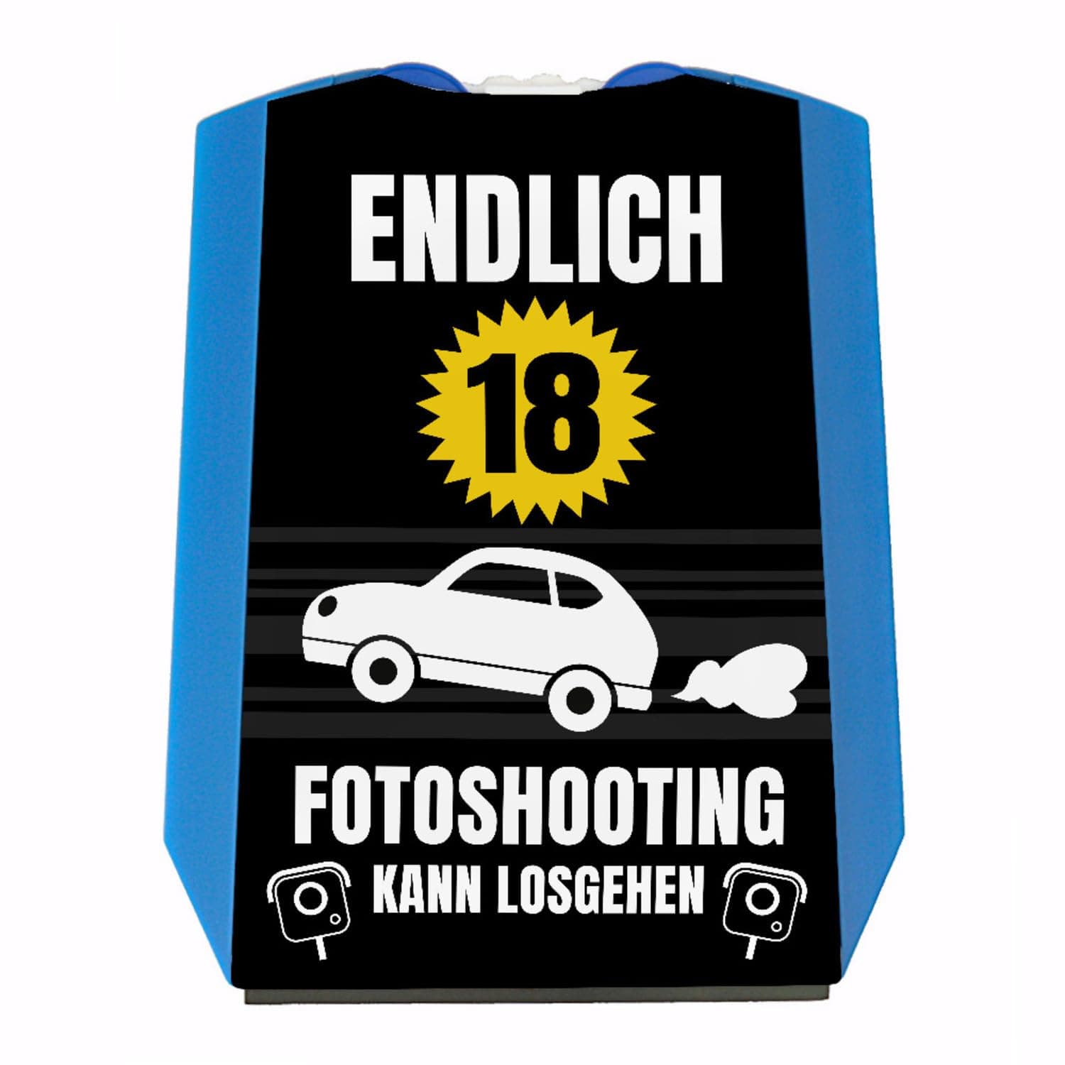 Endlich 18 Parkscheibe mit Spruch Fotoshooting kann losgehen Jetzt Volljährig Fahranfänger - Lustiges Geburtstagsgeschenk Witziges Auto Gadget Blitzer